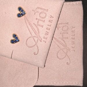 Gold and Blue Fashion Heart Stud Earrings